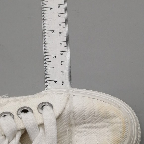 Blowfish Womens Mid-Top Canvas Sneakers White Fringed Edging Side Zip 6 - Picture 7 of 9